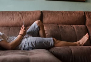 Online banking from couch