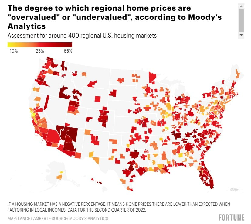 chart shows that Southwest Florida is still higher than the national average, represented by counties colored in with orange and red