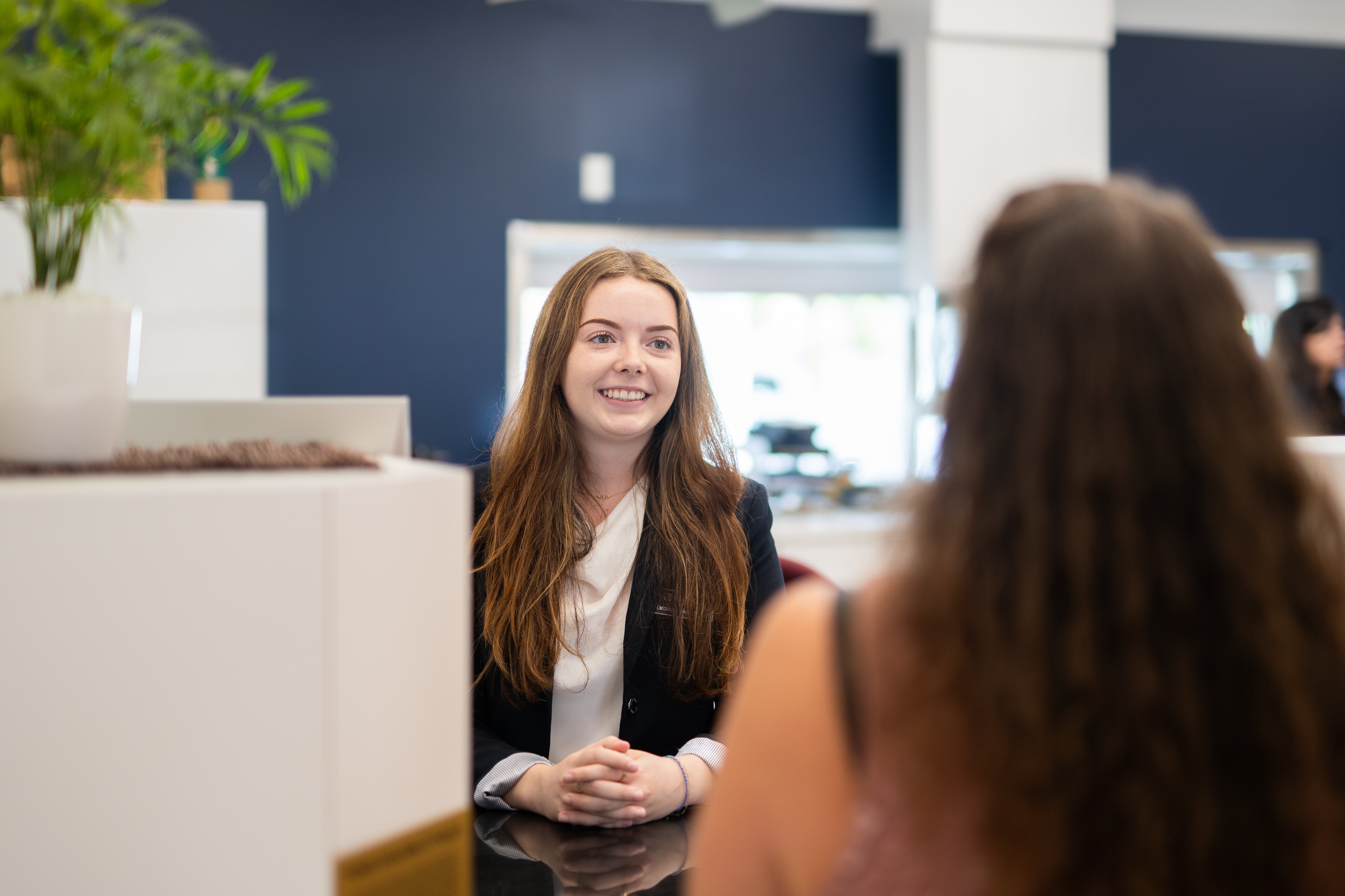 woman at teller line