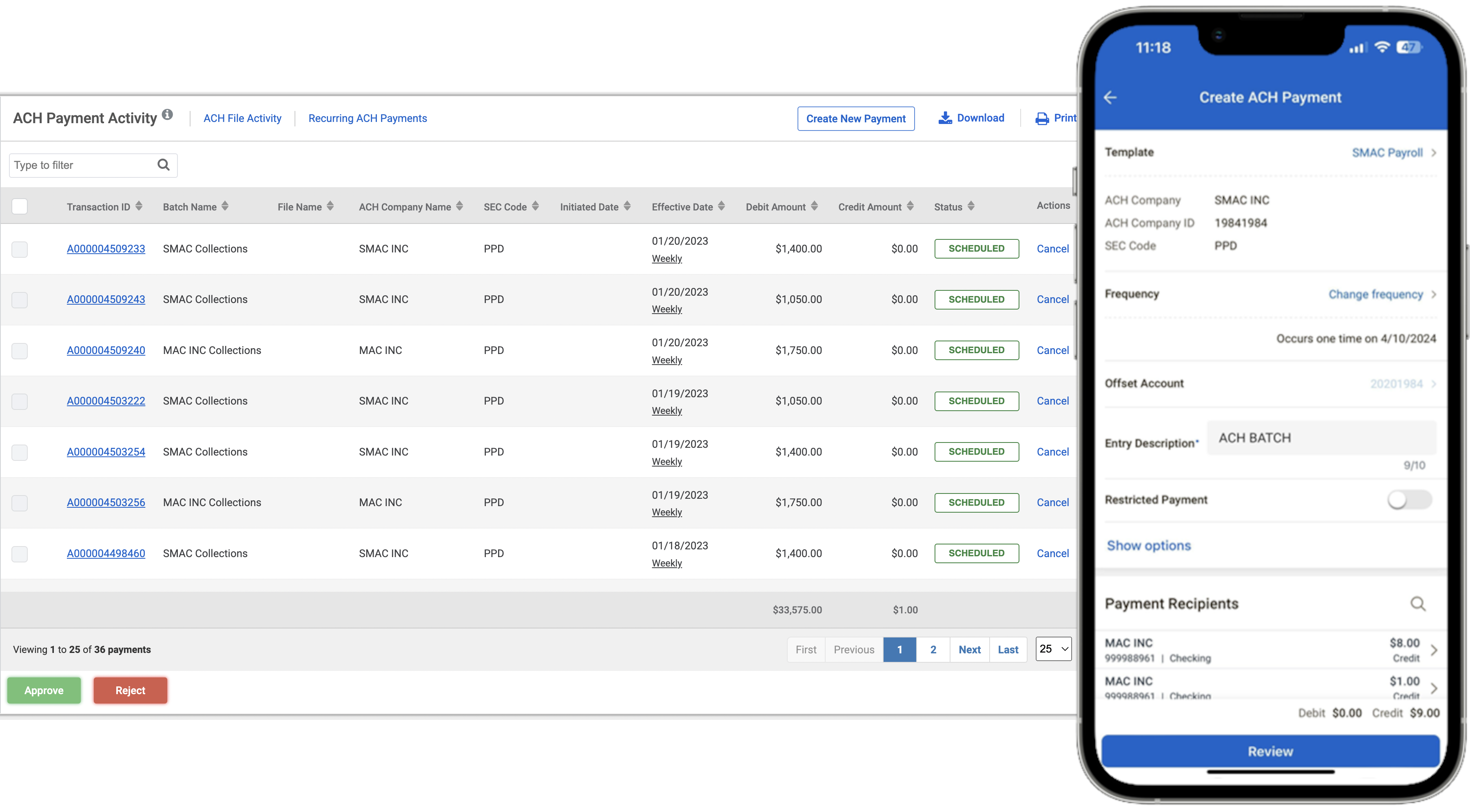 Payment workflow on desktop and mobile