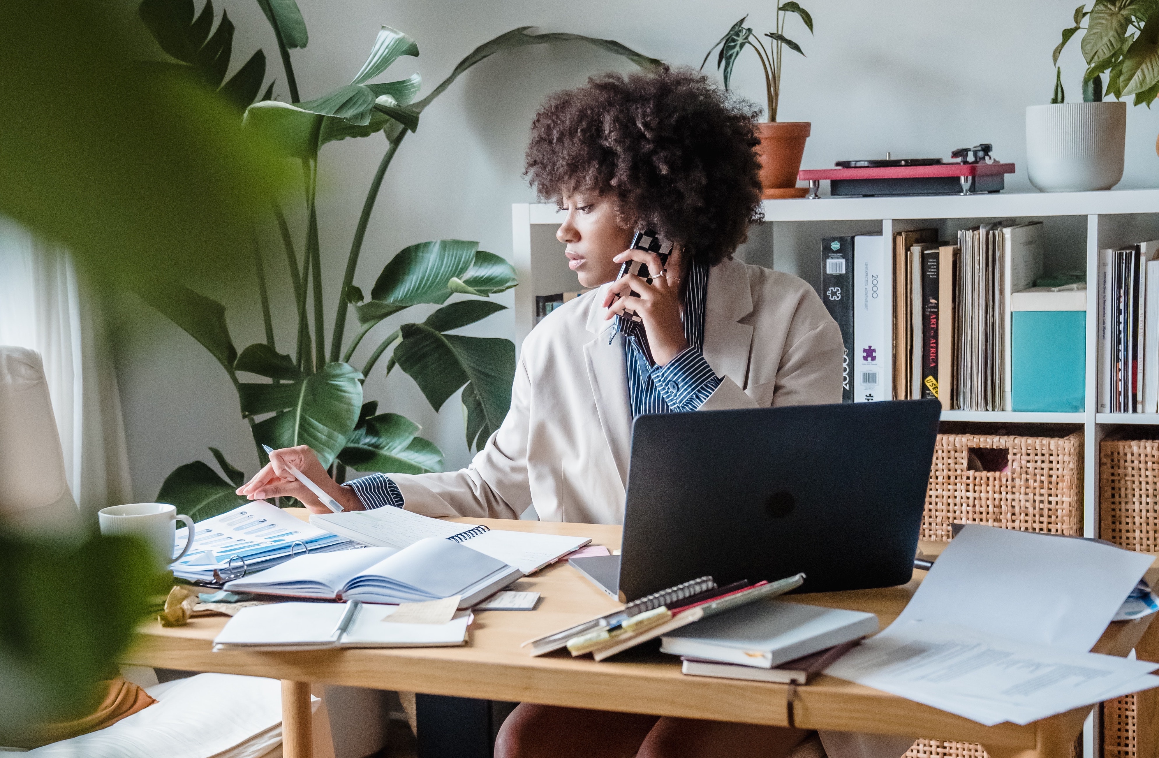 Woman working at a desk